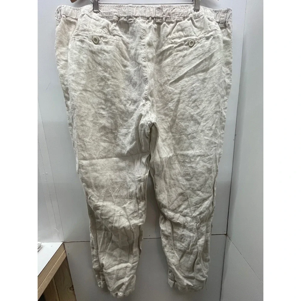 Tommy Bahama Mens 2XLB Beige 100% Linen Elastic Waist Casual Straight Leg Pants